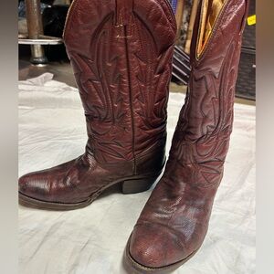 Vintage Teju Lizard Exotic Skin Cowboy
Boots - Black Cherry / Burgundy
